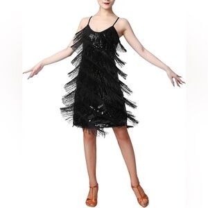 Women Sequin Tassel Flapper Dress m [consignment]